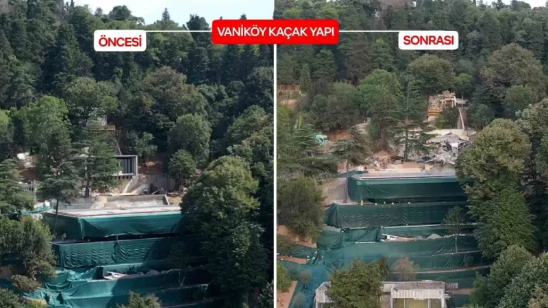 Üsküdar’ın Vaniköy semtindeki kaçak villanın yıkımı tamamlandı