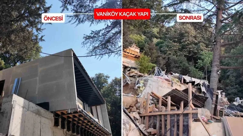 Üsküdar’ın Vaniköy semtindeki kaçak villanın yıkımı tamamlandı