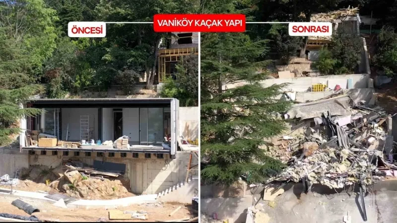 Üsküdar’ın Vaniköy semtindeki kaçak villanın yıkımı tamamlandı