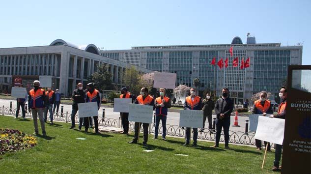 İBB’nin taşeron firmasında çalışan işçilerden Saraçhane’de eylem