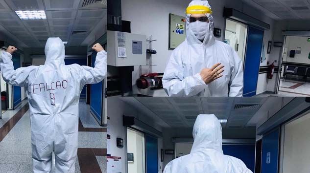 Falcao giydiği tuluma ismini yazan sağlık çalışanına teşekkür etti