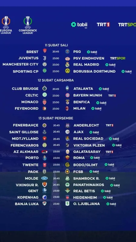 TRT’de 3 günde 21 UEFA maçı canlı yayınlanacak