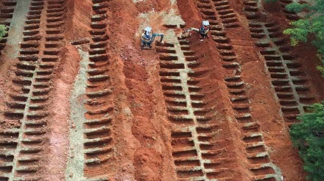 Brezilya’da korona virüsünden ölenler için toplu mezar kazıldı