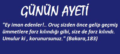 GÜNÜN AYETİ-1Ramazan 1441