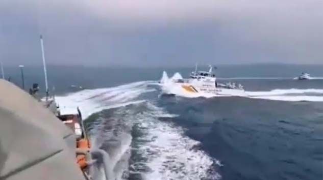 Yunan botu Türk botunu görünce arkasına bakmadan kaçtı