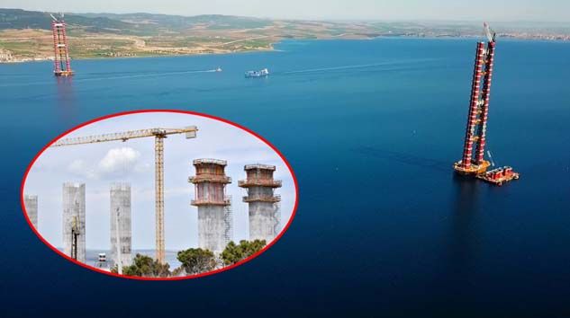 2022’de açılacak olan Çanakkale Boğaz Köprüsü’nün kuleleri 270 metreye ulaştı