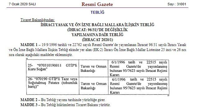 Son dakika…Devletten tanzim önlemi