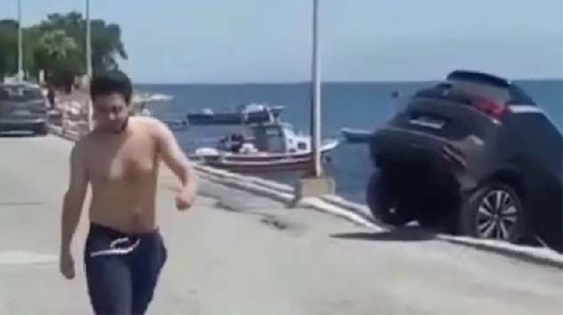 Kiraladığı lüks cipi denize attı