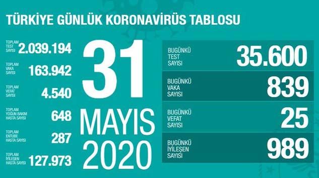 Türkiye’de korona virüsten 25 kişi hayatını kaybetti