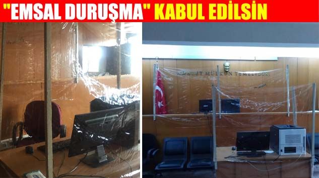 Duruşma salonlarında korona virüse naylon brandalı önlem