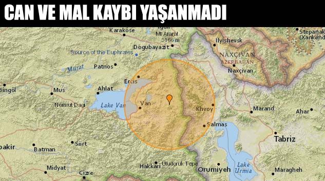 Van’da 5.4 büyüklüğünde deprem