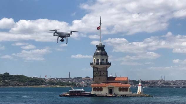 Üsküdar sahilde çekirdek yasağına drone ile denetim