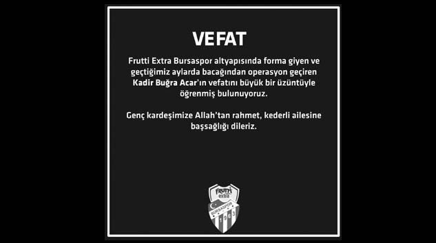 Bursaspor’un acı günü