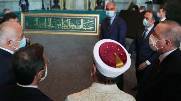 Erdoğan ve Bahçeli Ayasofya Camii’nde incelemelerde bulundu