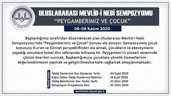 Diyanet İşleri Başkanlığı tarafından Uluslararası Mevlid-i Nebi Sempozyumu