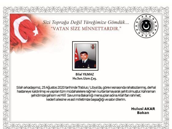 Libya’da görevi sırasında rahatsızlanan bir askerimiz şehit oldu