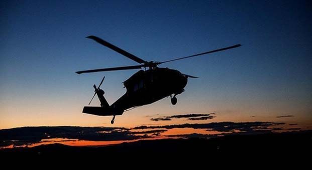 Helikopterin ışığı yangın çıkardı