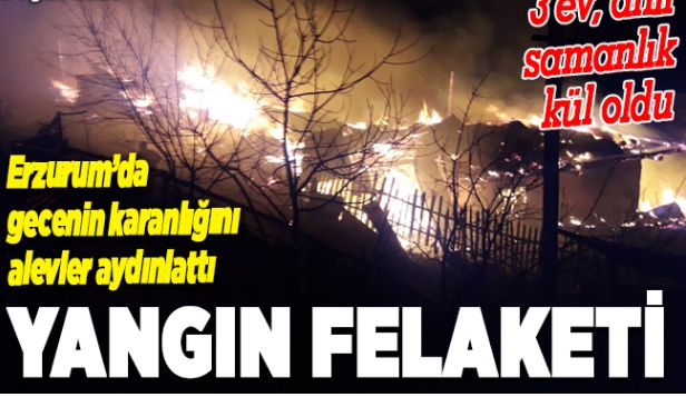 Erzurum’da yangın: 10 ev, 6 ahır yandı