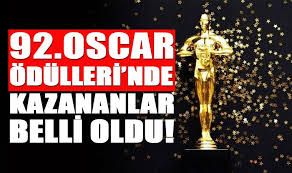 92. Oscar ödüllerinde kazananlar belli oldu!