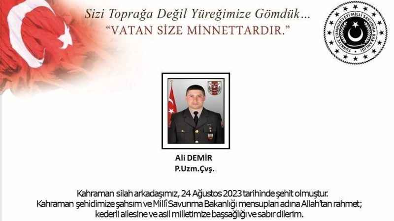 Pençe-Kilit operasyonu bölgesinde bir asker şehit oldu