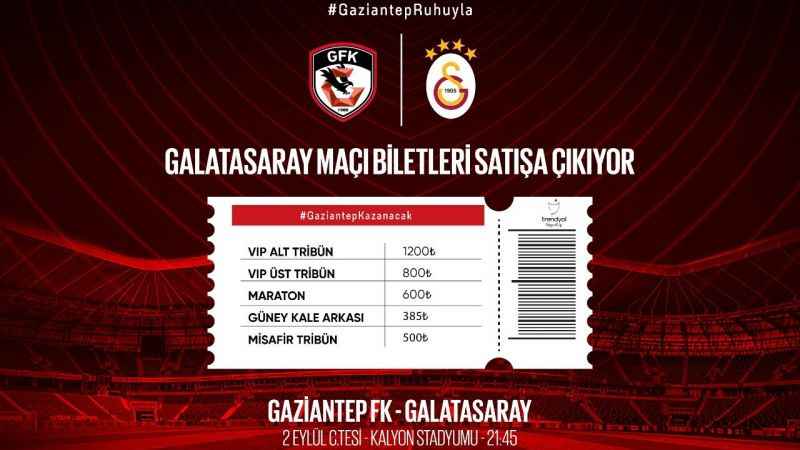 Gaziantep FK - Galatasaray maçı biletleri satışta Gaziantep FK - Galatasaray maçı biletleri satışta