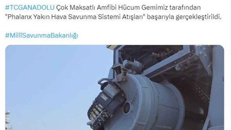 TGC Anadolu’da 'Phalanx Yakın Hava Savunma Sistemi Atışları' başarıyla gerçekleşti TGC Anadolu’da 'Phalanx Yakın Hava Savunma Sistemi Atışları' başarıyla gerçekleşti