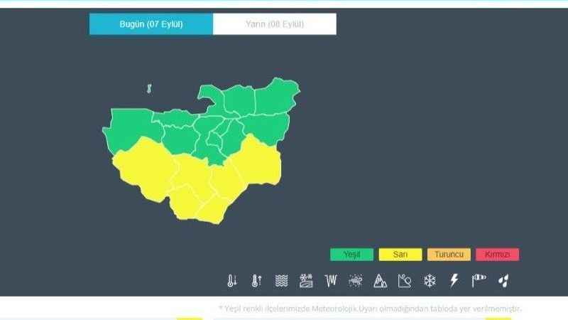 Meteoroloji'den Bursa'nın 6 ilçesi için sarı uyarı