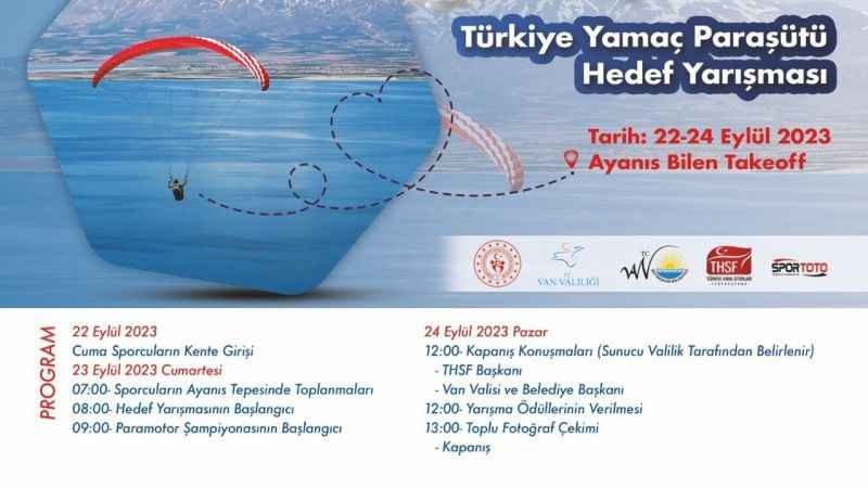 Van’da yamaç ve paramotor şampiyonası yapılacak Van’da yamaç ve paramotor şampiyonası yapılacak