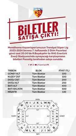 Kayserispor-Başakşehir maçının bilet fiyatları belli oldu Kayserispor-Başakşehir maçının bilet fiyatları belli oldu