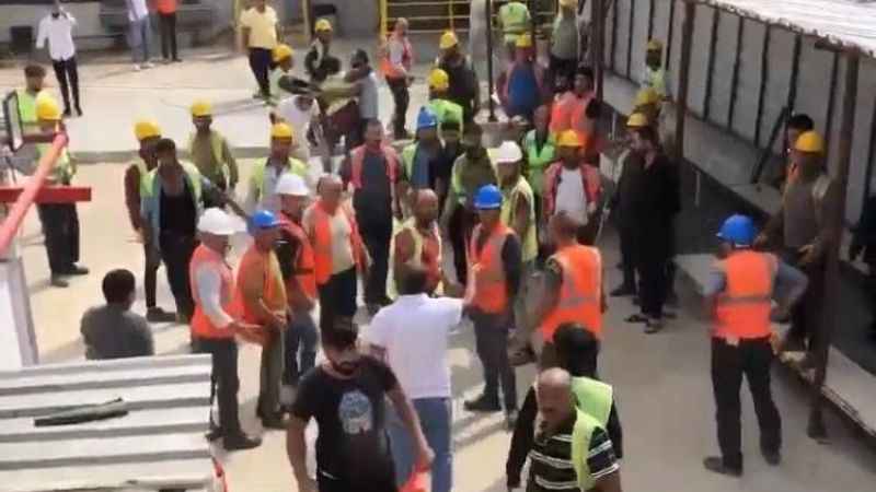 Şantiyede işçilerin meydan kavgası Şantiyede işçilerin meydan kavgası