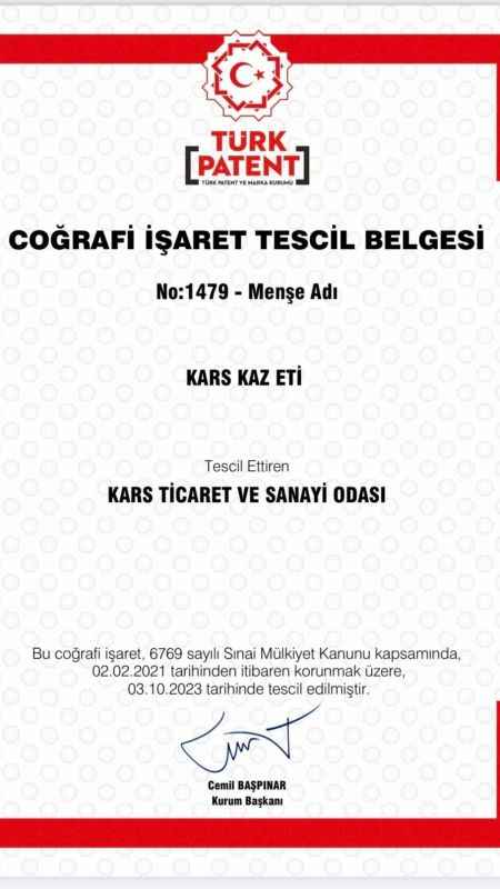 Kars kaz eti coğrafi işaret tescilini aldı Kars kaz eti coğrafi işaret tescilini aldı