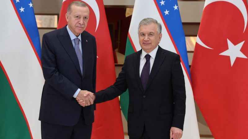 Cumhurbaşkanı Erdoğan, Özbekistanlı mevkidaşı Mirziyoyev ile görüştü