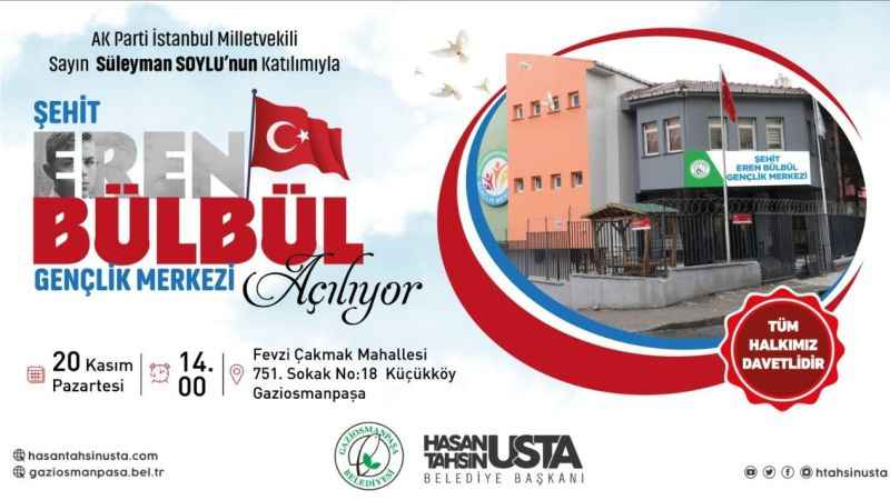 Şehit Eren Bülbül Gençlik Merkezi hizmete açılıyor