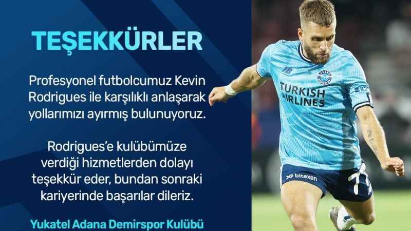 Y.Adana Demirspor Kevin Rodrigues ile yolları ayırdı Y.Adana Demirspor Kevin Rodrigues ile yolları ayırdı