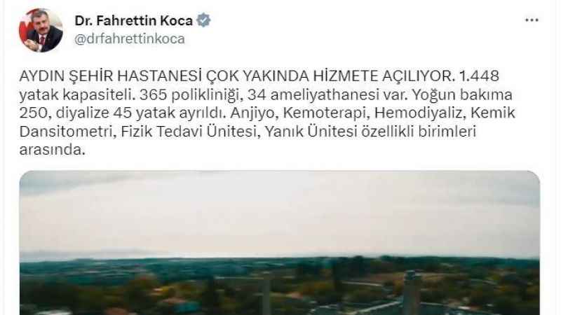 Bakan Koca’dan “Şehir Hastanesi” paylaşımı Bakan Koca’dan “Şehir Hastanesi” paylaşımı