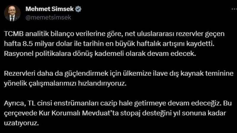 Bakan Şimşek: “Ülkemize ilave dış kaynak teminine yönelik çalışmalarımızı hızlandırıyoruz” Bakan Şimşek: “Ülkemize ilave dış kaynak teminine yönelik çalışmalarımızı hızlandırıyoruz”