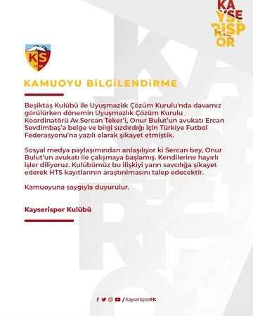 Kayserispor Kulübü savcılığa başvuruyor