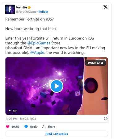 Epic Games ve Apple Savaşı sona erdi: Fortnite, iPhone'a dönüyor Epic Games ve Apple Savaşı sona erdi: Fortnite, iPhone'a dönüyor