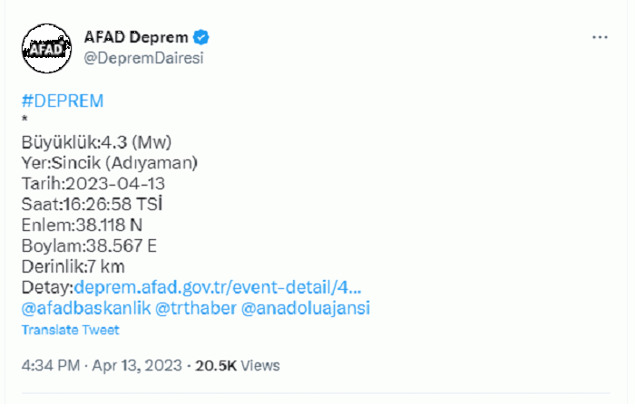 Adıyaman'da korkutan deprem! Adıyaman'da korkutan deprem!