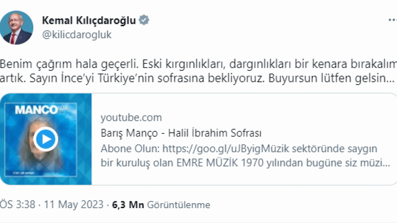 Kılıçdaroğlu'ndan İnce'ye davet Kılıçdaroğlu'ndan İnce'ye davet