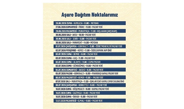 Antalya Büyükşehir Belediyesi'nden Muharrem Ayı boyunca aşure ikramı 