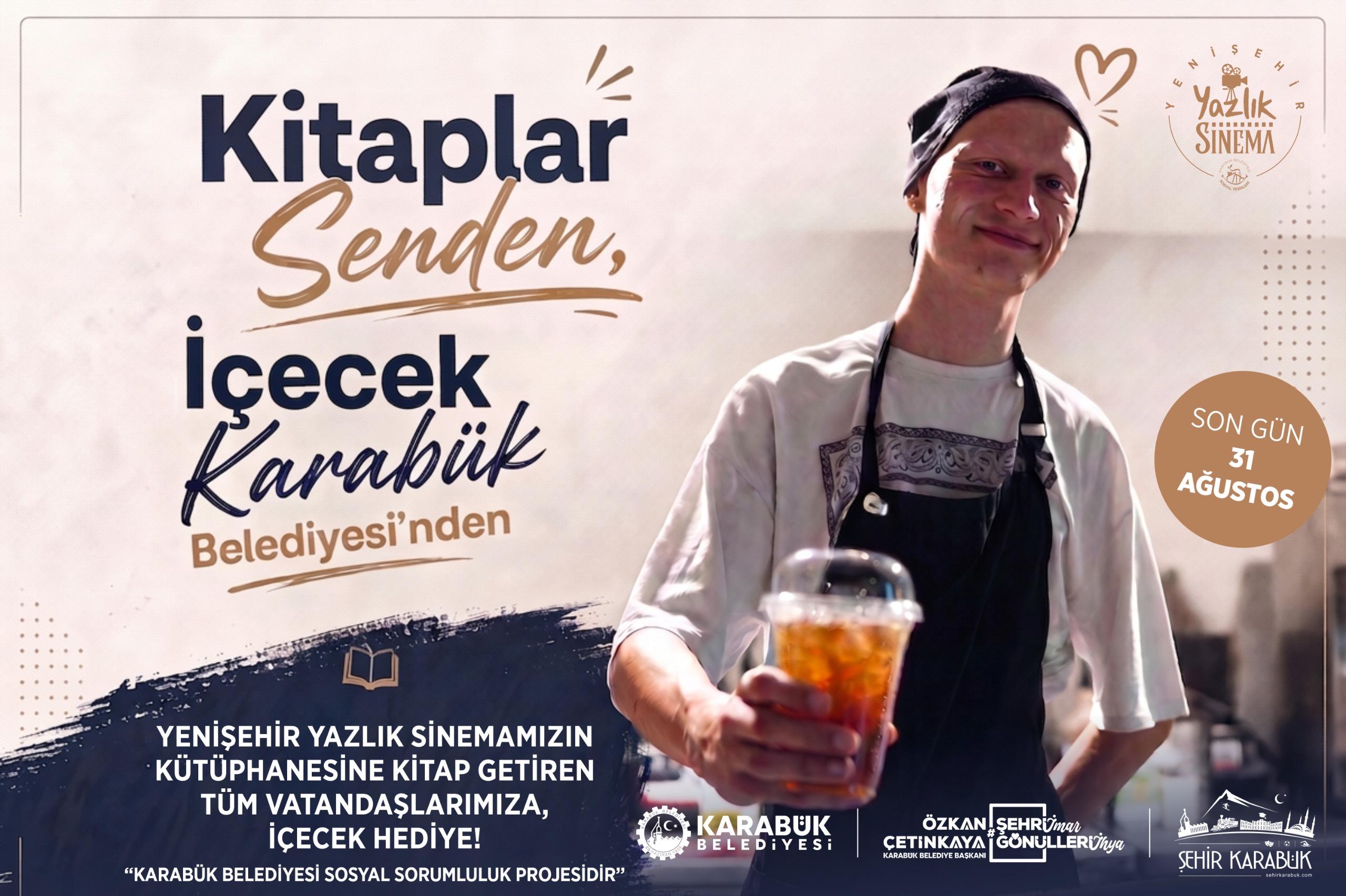 Karabük’te kitap getirene içecek ikramı: Yazlık Sinema Kütüphanesi büyüyor