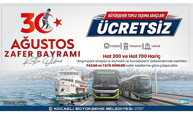 Zafer Bayramı'nda Kocaeli'de ulaşım ücretsiz