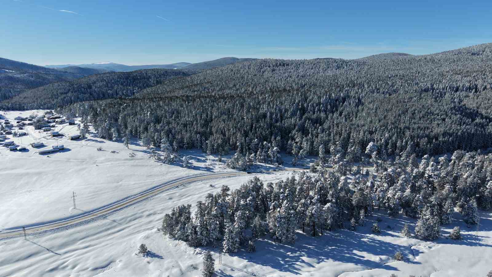 14 köyün yaylasının bir arada bulunduğu Sarıalan’da kış güzelliği
