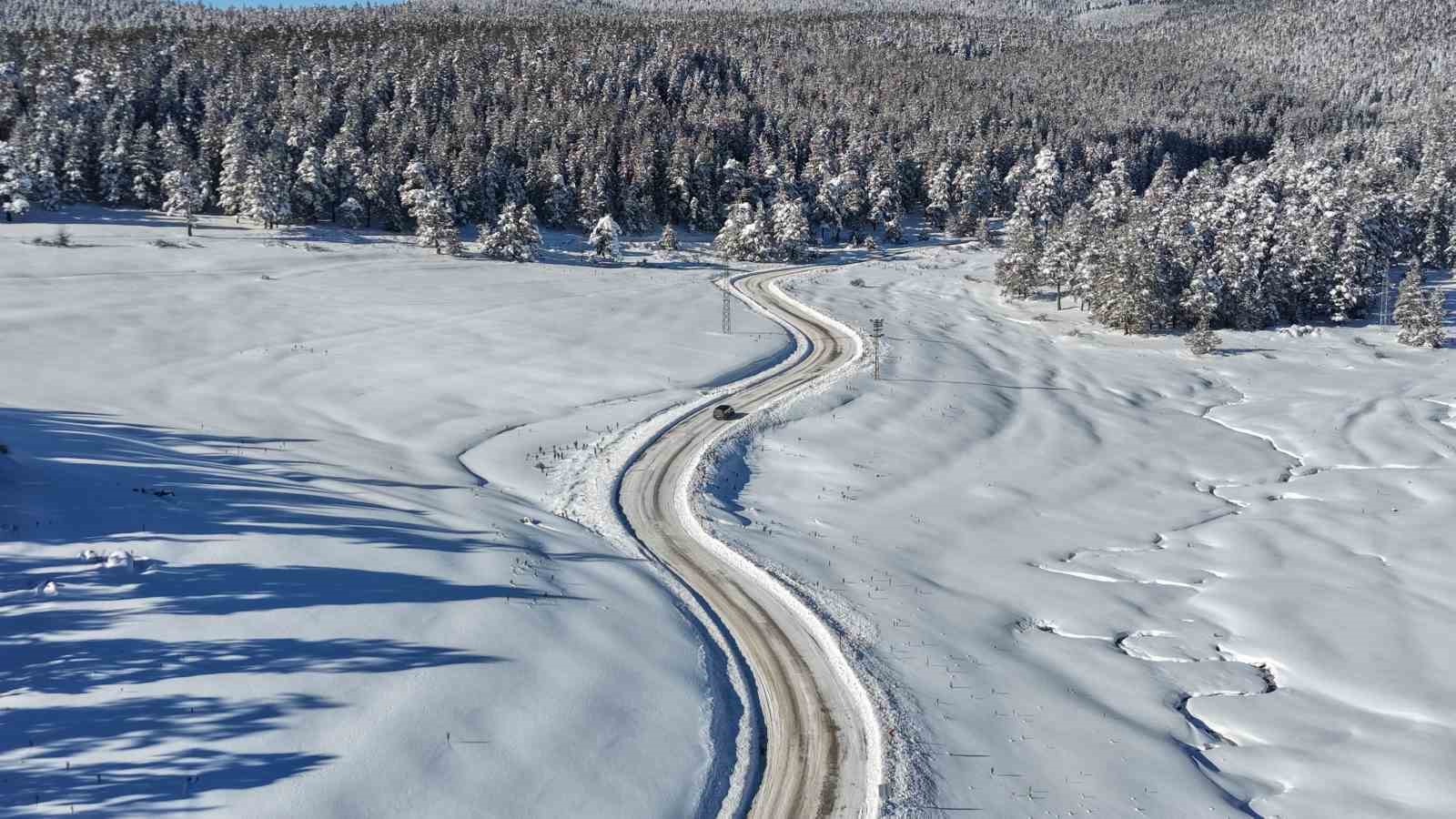 14 köyün yaylasının bir arada bulunduğu Sarıalan’da kış güzelliği
