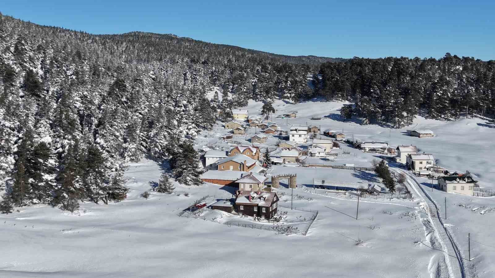 14 köyün yaylasının bir arada bulunduğu Sarıalan’da kış güzelliği
