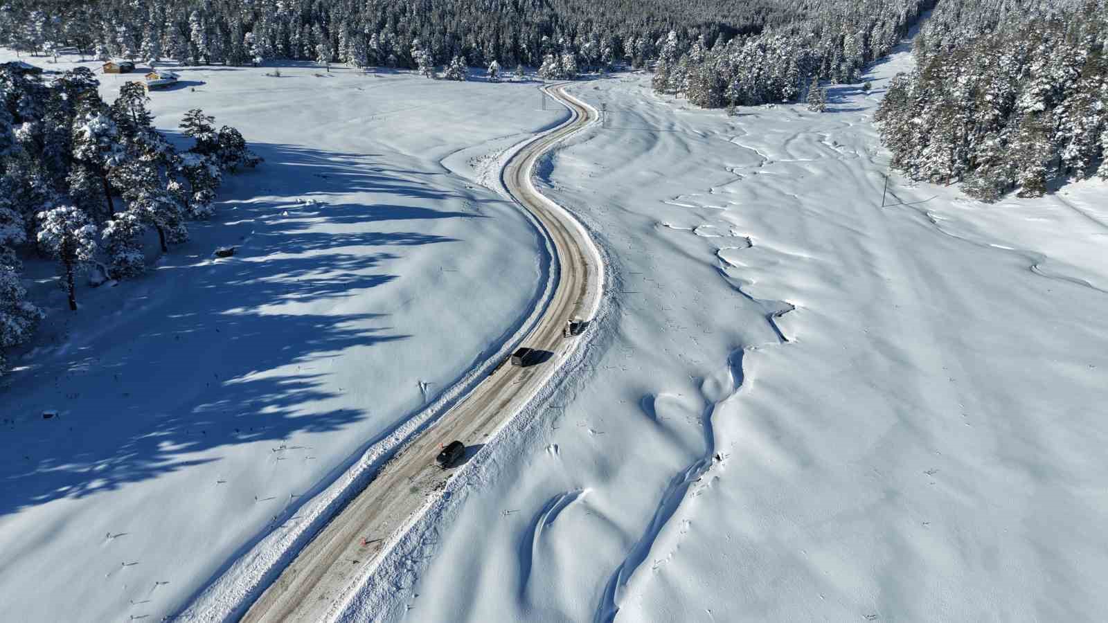 14 köyün yaylasının bir arada bulunduğu Sarıalan’da kış güzelliği
