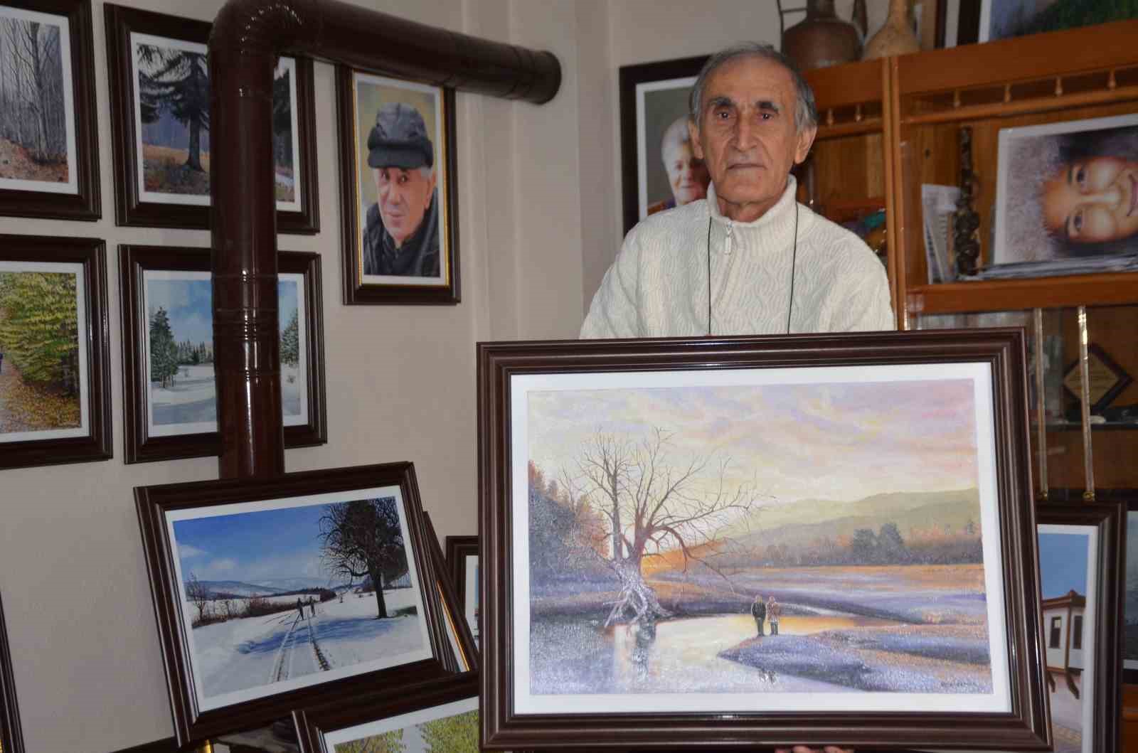 55 yıldır en yakın arkadaşı resim tuvali oldu
