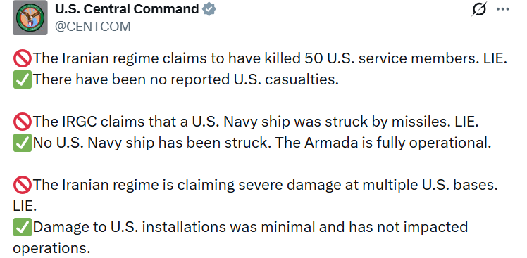 ABD ordusu, İran karşısında önemli kayıplar verdiği yönündeki iddiaları yalanladı
