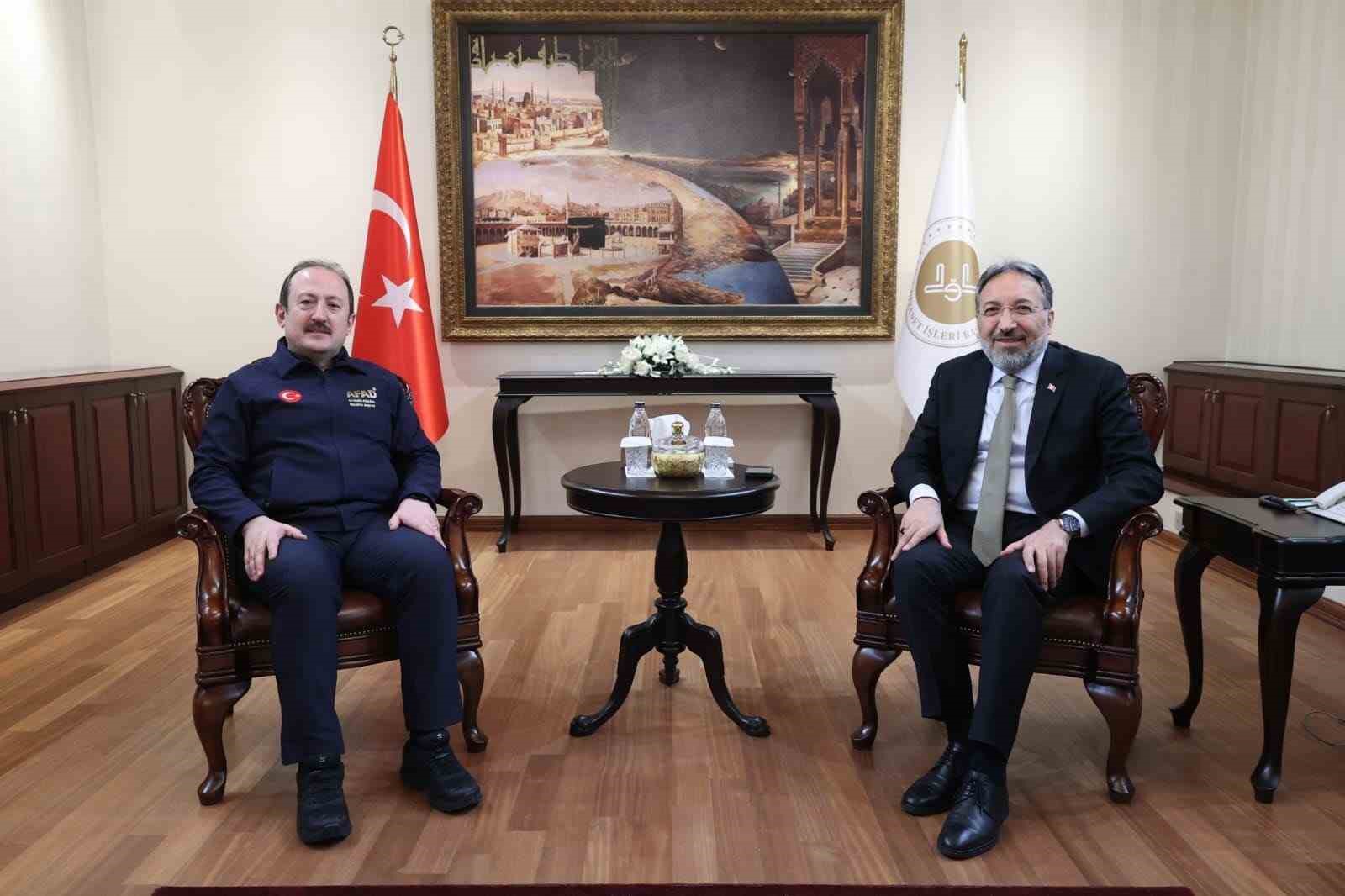 AFAD ile Diyanet İşleri Başkanlığı iş birliği içinde yürütülen çalışmalar değerlendirildi
AFAD ile Diyanet İşleri Başkanlığı iş birliği içinde yürütülen çalışmalar değerlendirildi